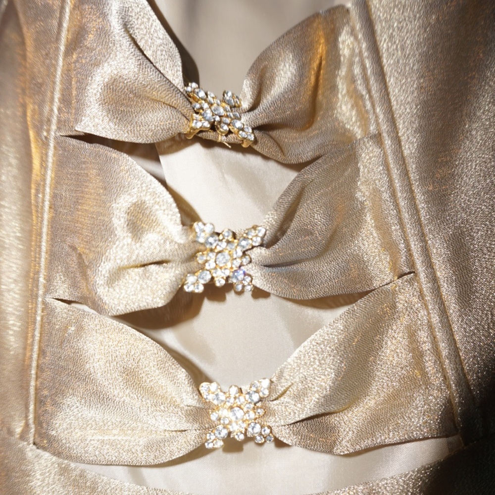 Gold Shimmer Strapless Dress View 4